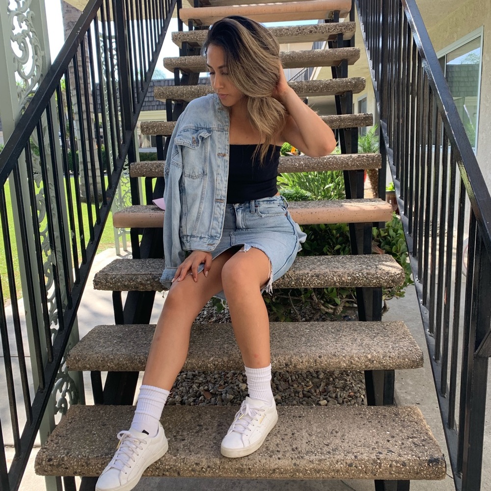 Abercrombie & Fitch distressed denim skirt